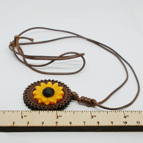 Wood Sunflower Necklace