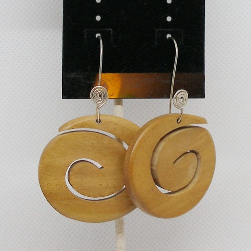 Wooden Swirl Drop Earrings