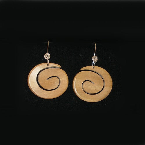 Wooden Swirl Drop Earrings