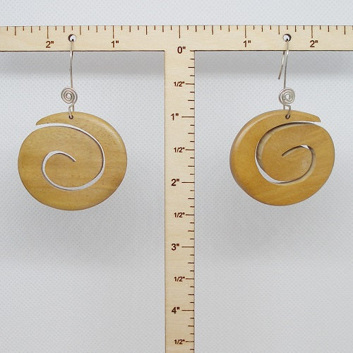Wooden Swirl Drop Earrings