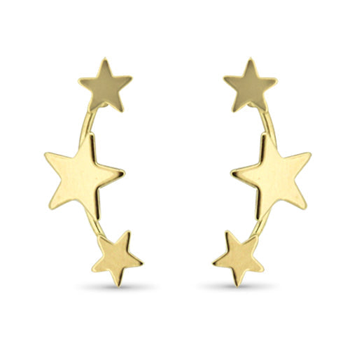 Yellow Gold Star Earrings