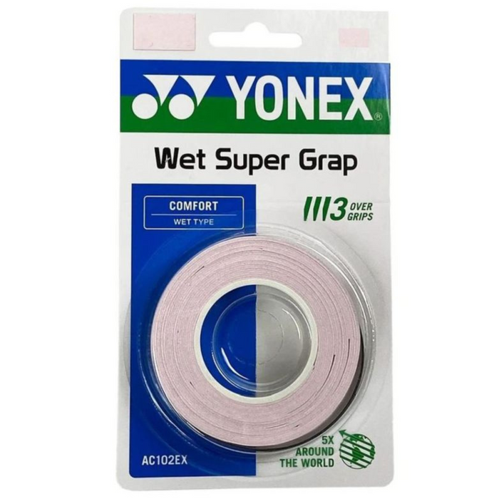 Yonex Wet Super Grap Overgrip 3 Pack - Mist Pink
