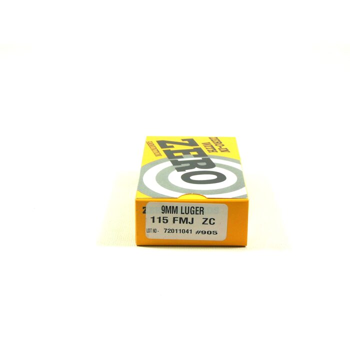 Zero Ammunition 9mm Luger 115 Grain Full Metal Jacket 50 Count