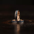 "Zeus" Womens Hammered Tungsten Carbide Ring- White Gold w/ Galactic Opal Inlay- 4mm