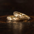 "Zeus" Womens Hammered Tungsten Carbide Ring- Yellow Gold Plate- 4mm-Rings By Lux