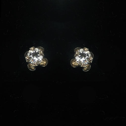 Pair of zircon stud earrings on a black background